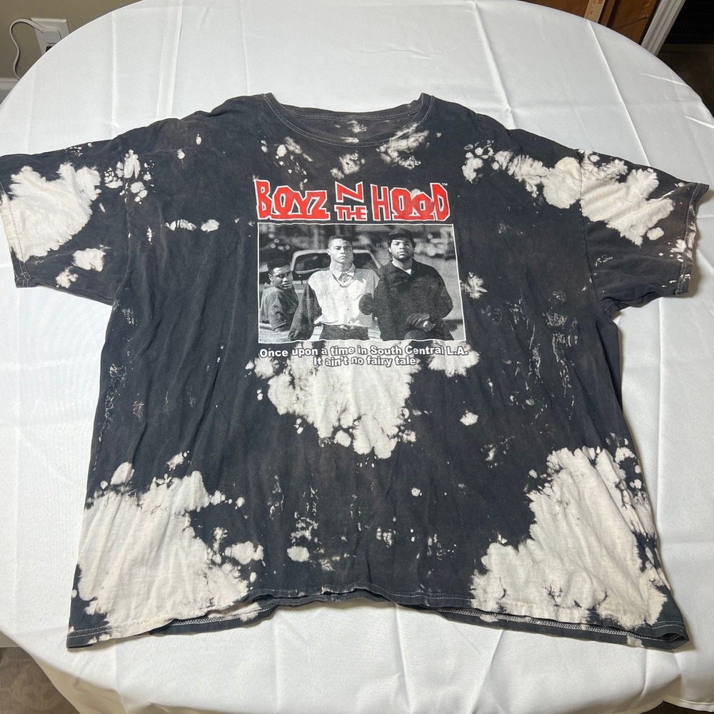 Boyz n the Hood‎ Movie T Shirt Black Bleached Tie Dye Graphic Tee